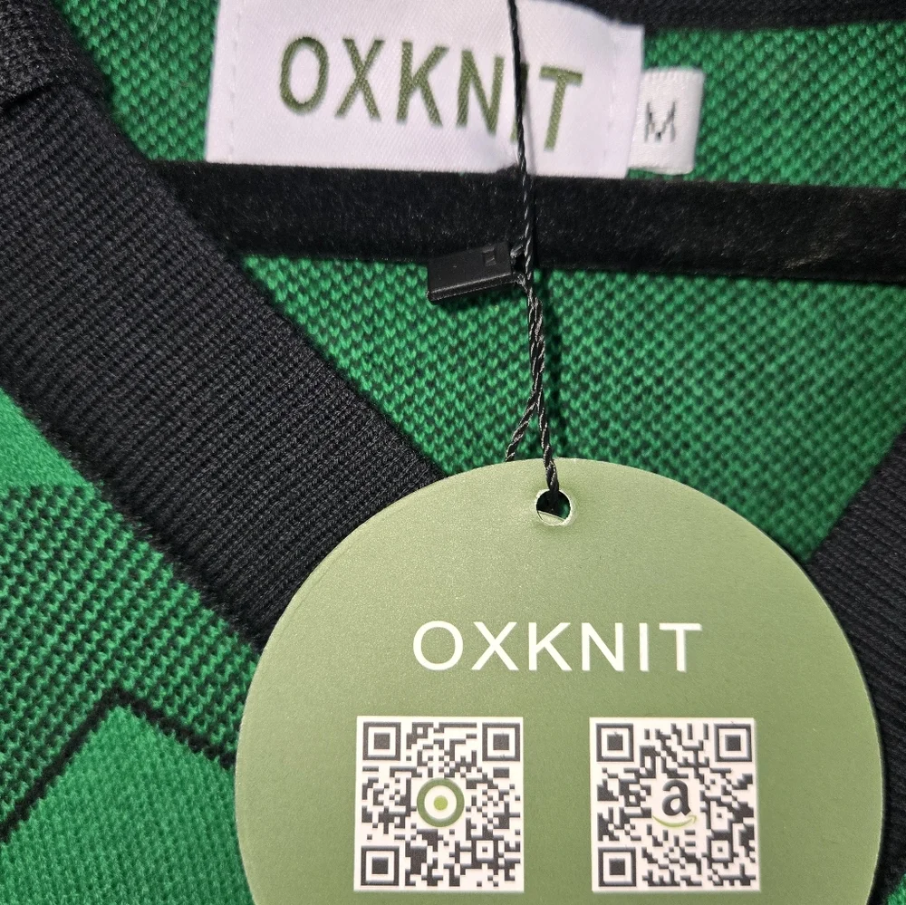 NWT - OXKNIT Green & Black Button Front Knit Cardigan - Picture 2 of 4